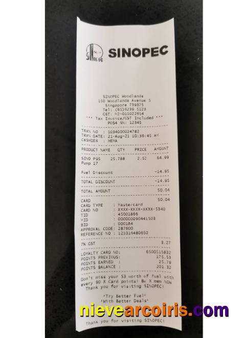 Sinopec corporation payment receipt